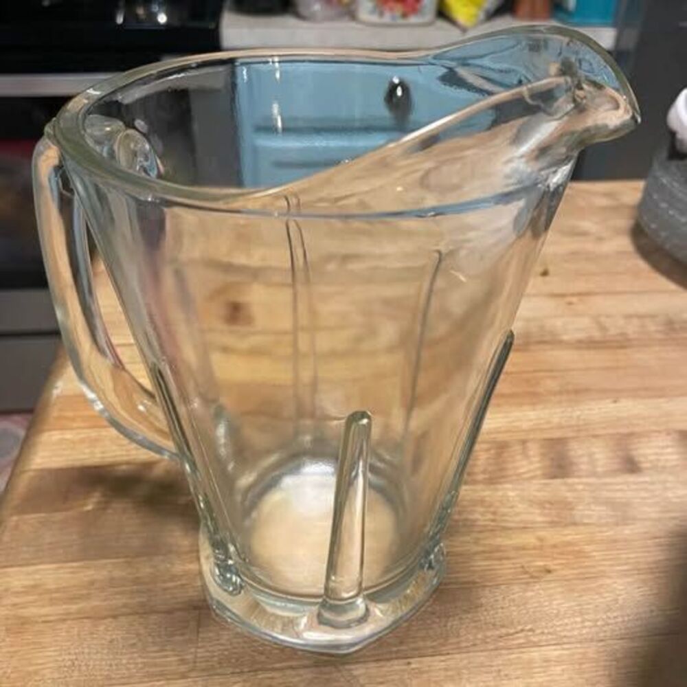 Heavy Clear Glass Ribbed Pitcher - Picture 2 of 7